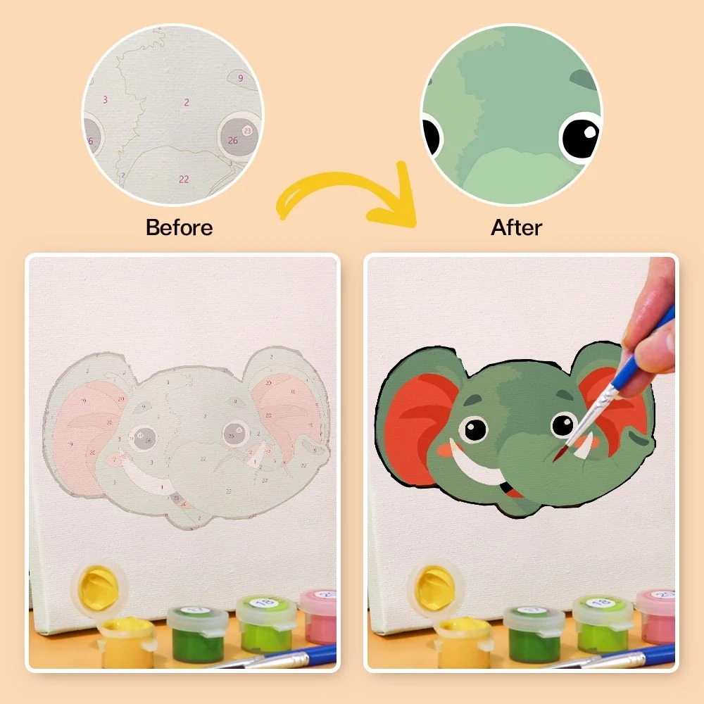 Mini Paint by numbers 15x15cm (6 pieces) - Cute Animal Faces 2 - Image 8