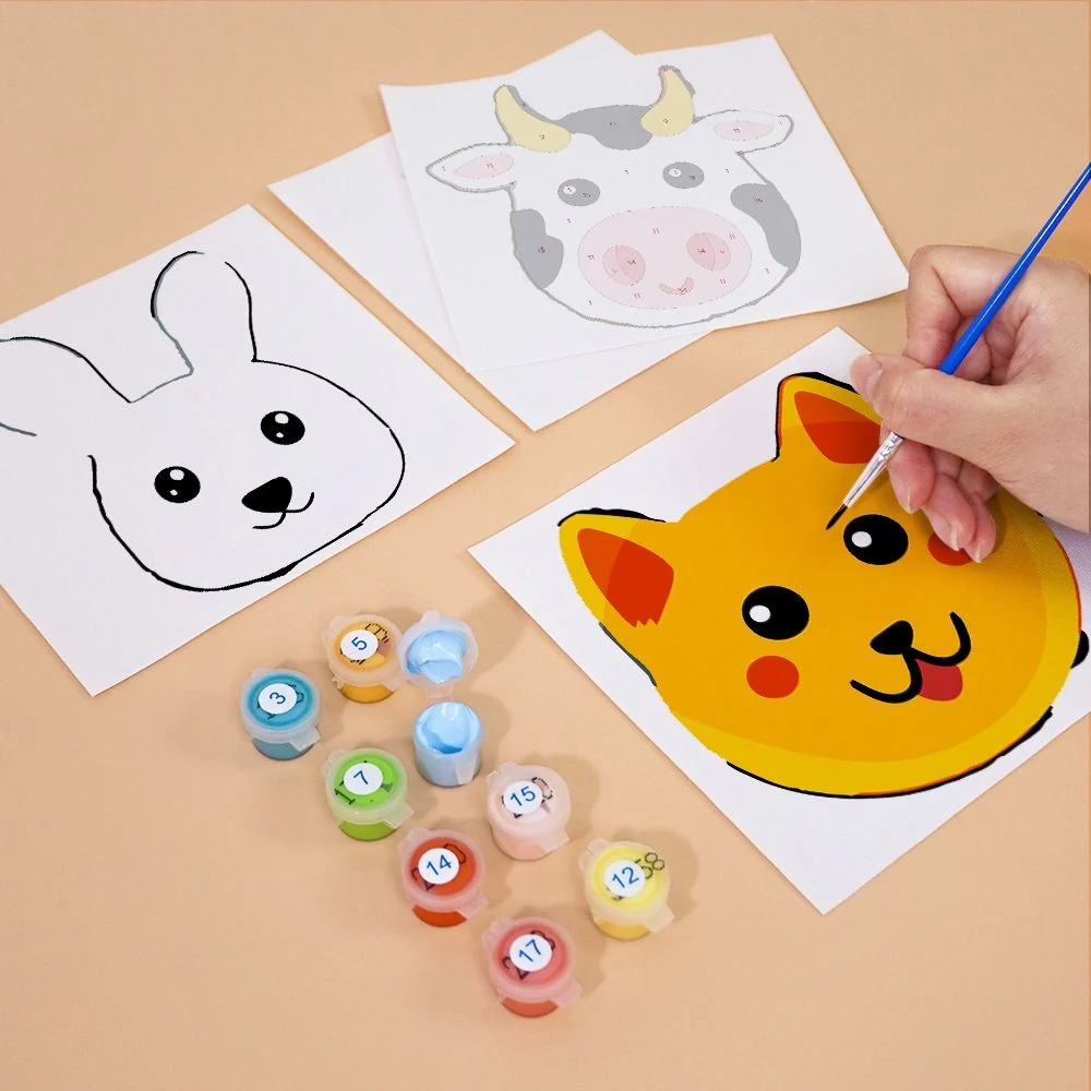 Mini Paint by numbers 15x15cm (6 pieces) - Cute Animal Faces - Image 4