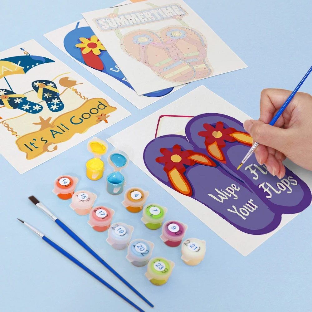 Mini Paint by numbers 15x20cm (6 pieces) - Flip-Flop Summer Signs - Image 4