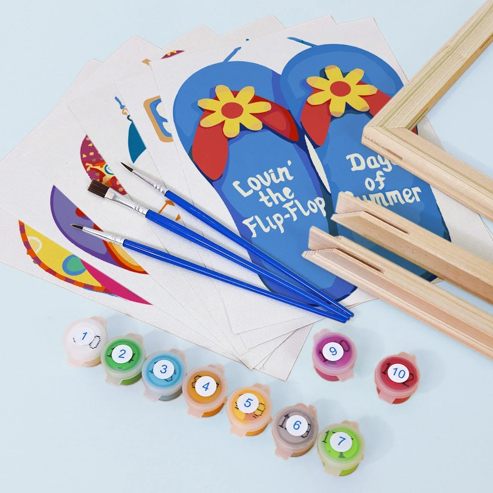 Mini Paint by numbers 15x20cm (6 pieces) - Flip-Flop Summer Signs - Image 5