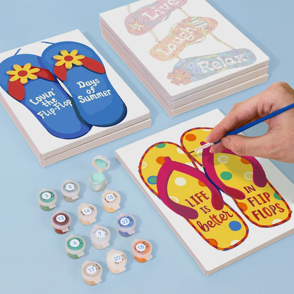 Mini Paint by numbers 15x20cm (6 pieces) - Flip-Flop Summer Signs - Image 7