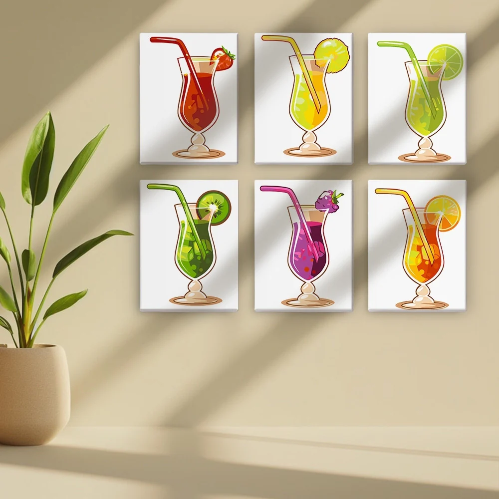 Mini Paint by numbers 15x20cm (6 pieces) - Fruity Cocktails - Image 3
