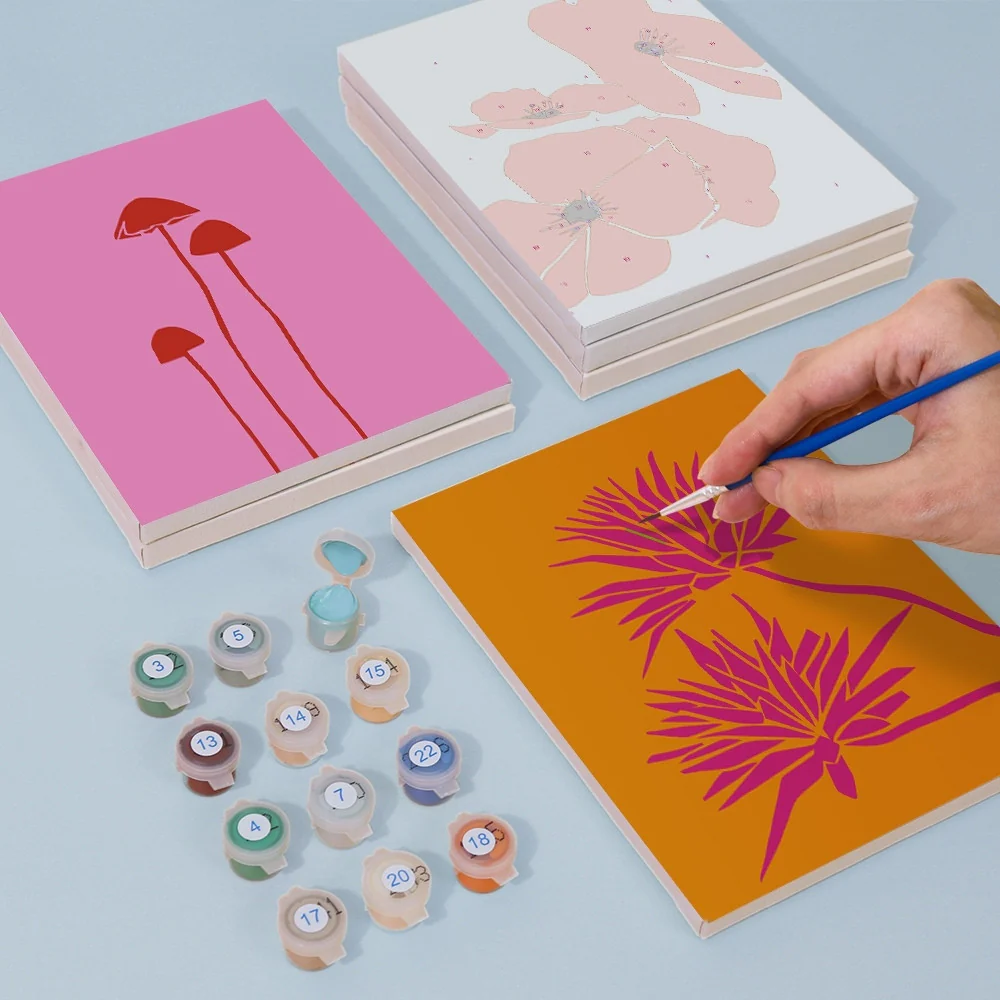 Mini Paint by numbers 15x20cm (6 pieces) - Modern Floral Prints - Image 6