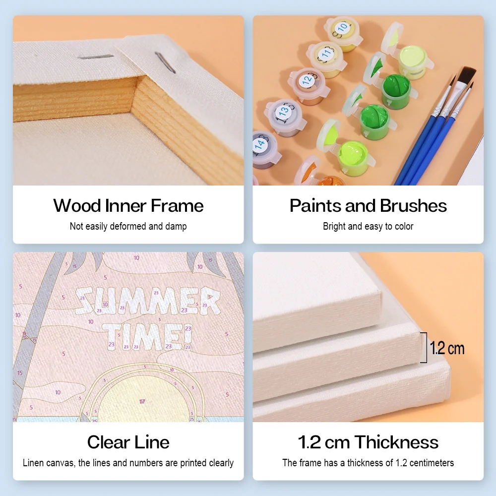 Mini Paint by numbers 15x20cm (6 pieces) - Summer Beach Posters - Image 9