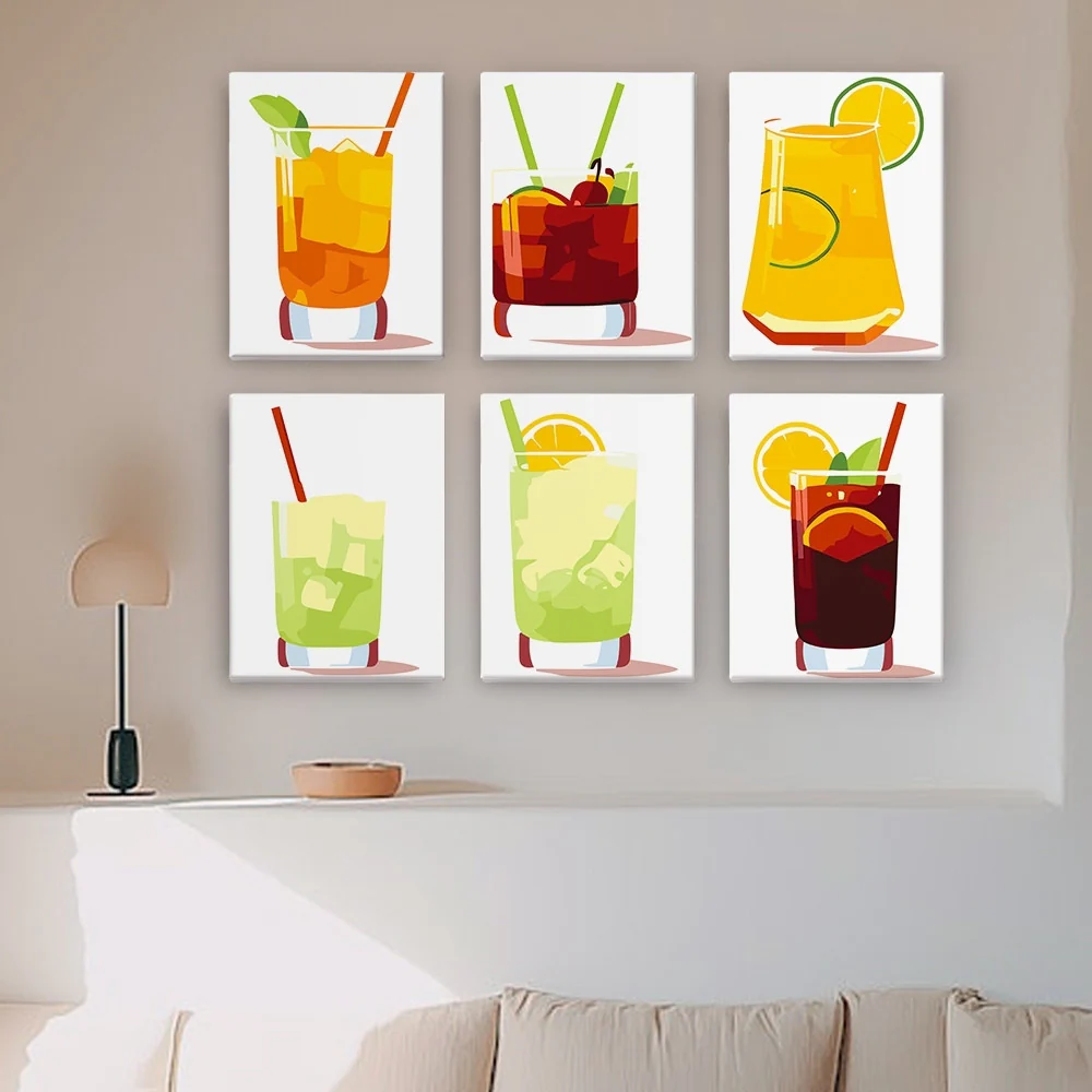 Mini Paint by numbers 15x20cm (6 pieces) - Vibrant Summer Cocktails - Image 3