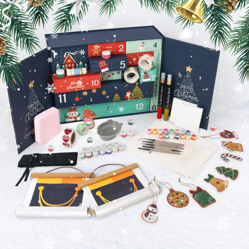 Paint by Numbers Advent Calendar 2025 - Merry Christmas (Blu-12 boxes)