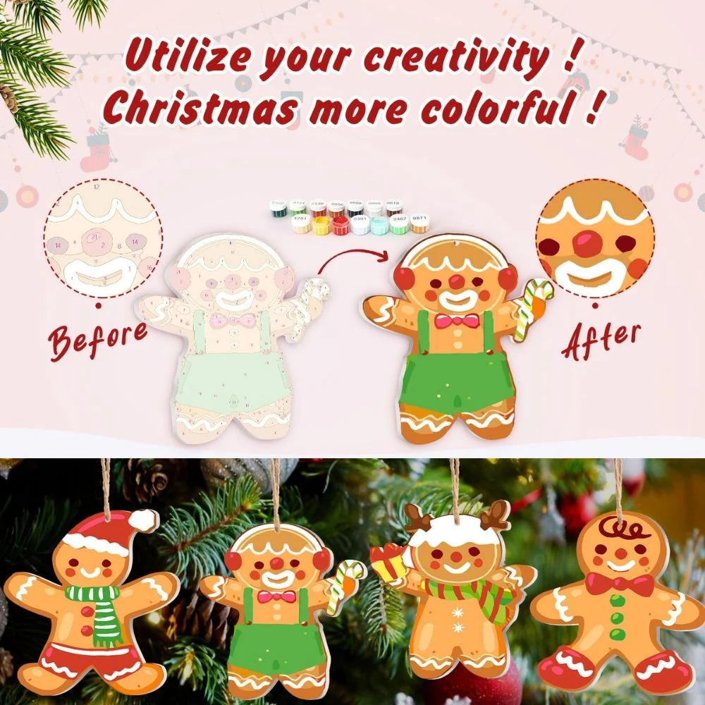Paint by Numbers Christmas Decorations - Gingerbread Friends Kit - Image 10