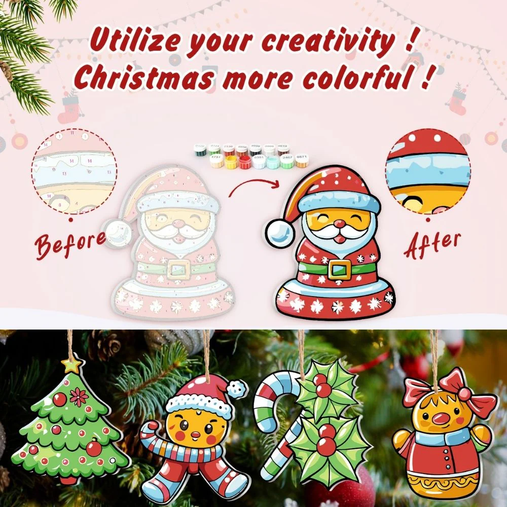 Paint by Numbers Christmas Decorations - Holly Berry Wreath Kit - Image 10