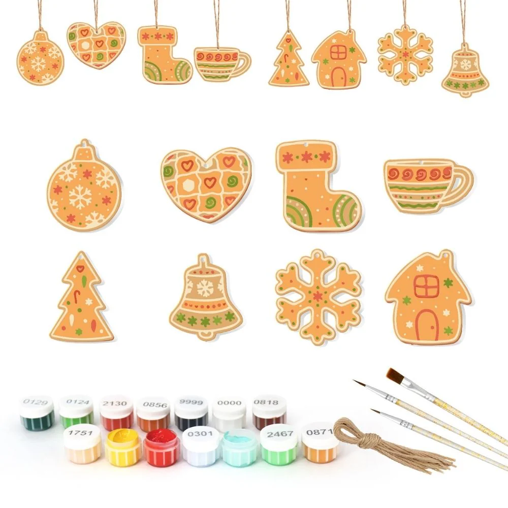 Paint by Numbers Christmas Ornaments - Bell Stocking Snowflake Kit - Image 4