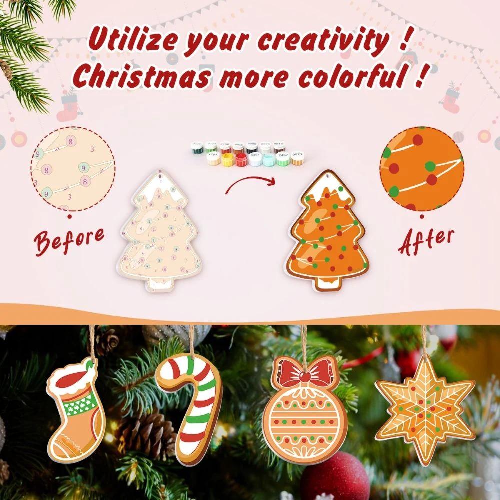 Paint by Numbers Christmas Ornaments - Candy Cane Gingerbread Kit - Image 10