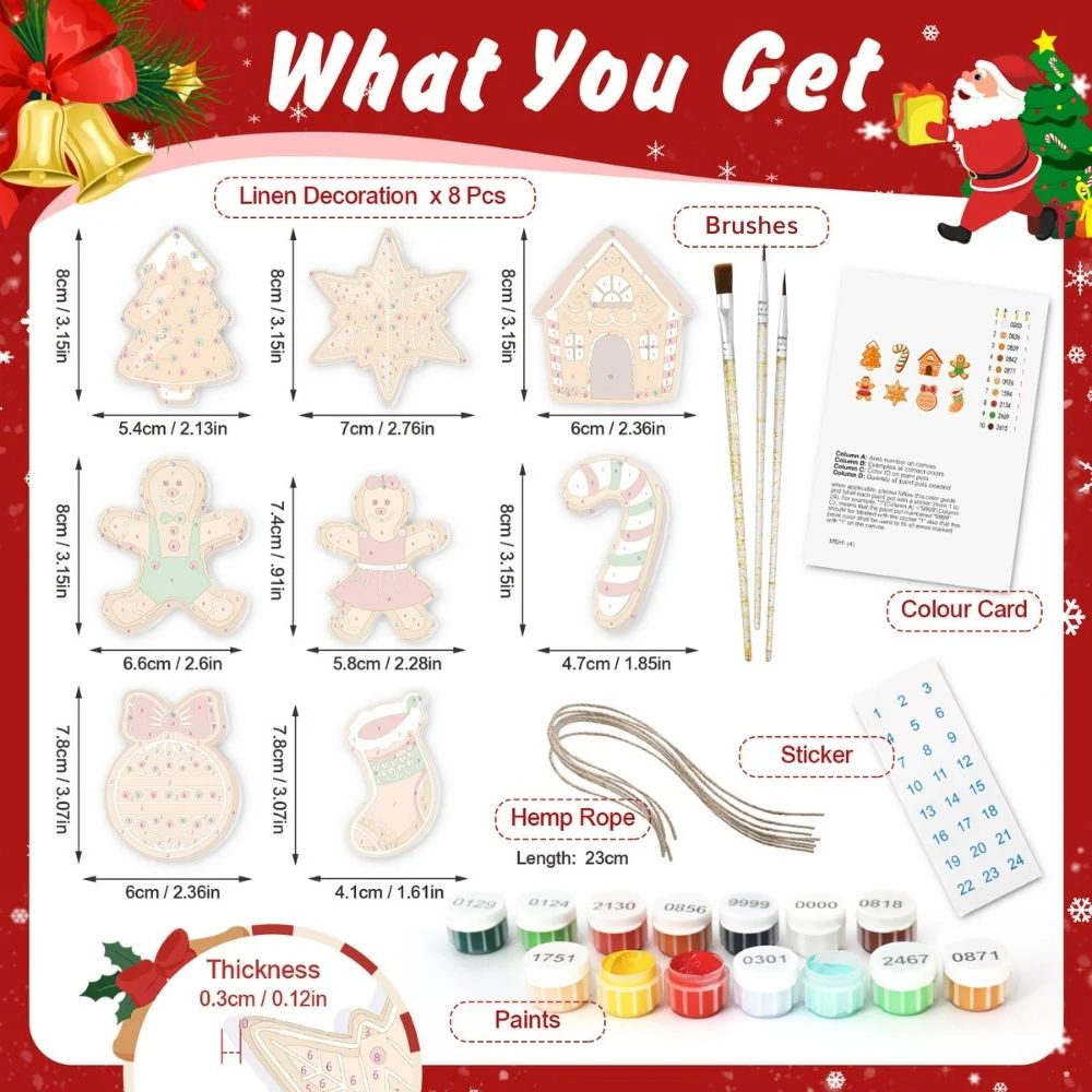 Paint by Numbers Christmas Ornaments - Candy Cane Gingerbread Kit - Image 12