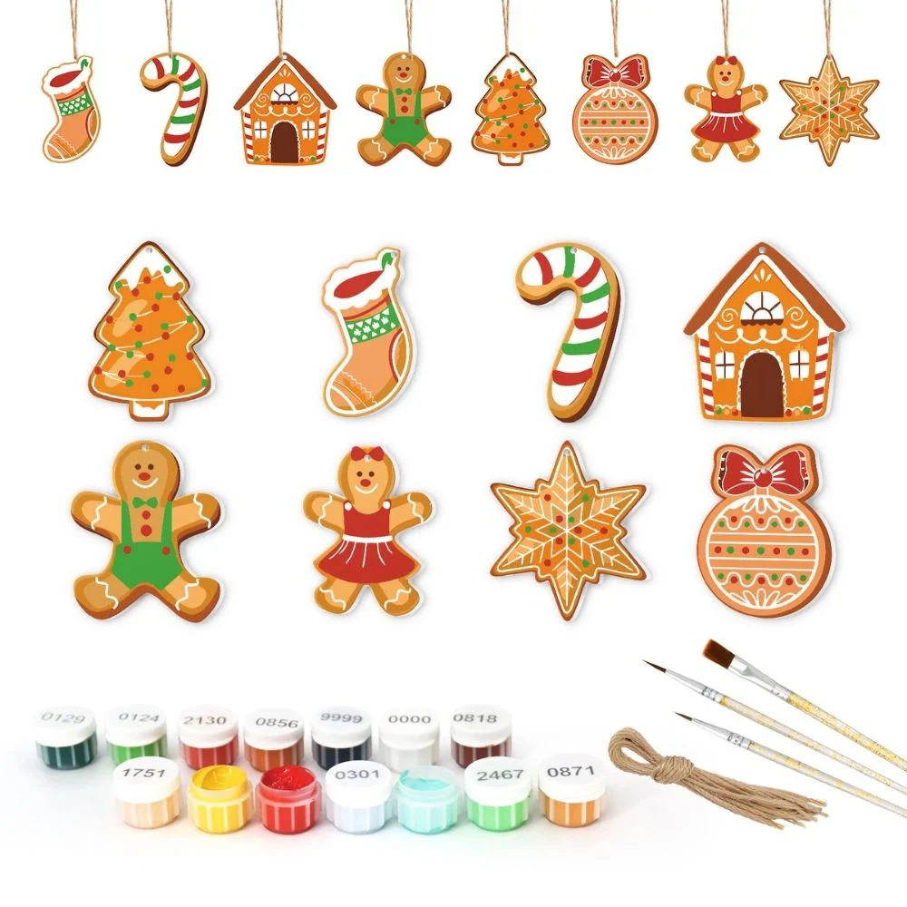 Paint by Numbers Christmas Ornaments - Candy Cane Gingerbread Kit - Image 4
