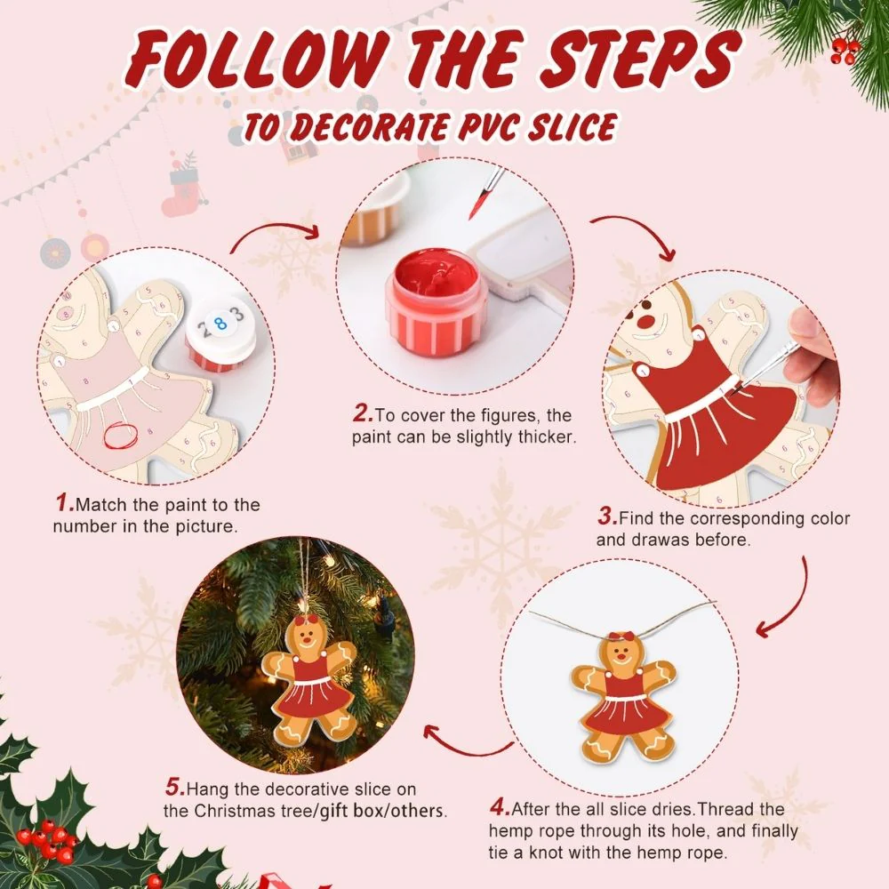 Paint by Numbers Christmas Ornaments - Candy Cane Gingerbread Kit - Image 9