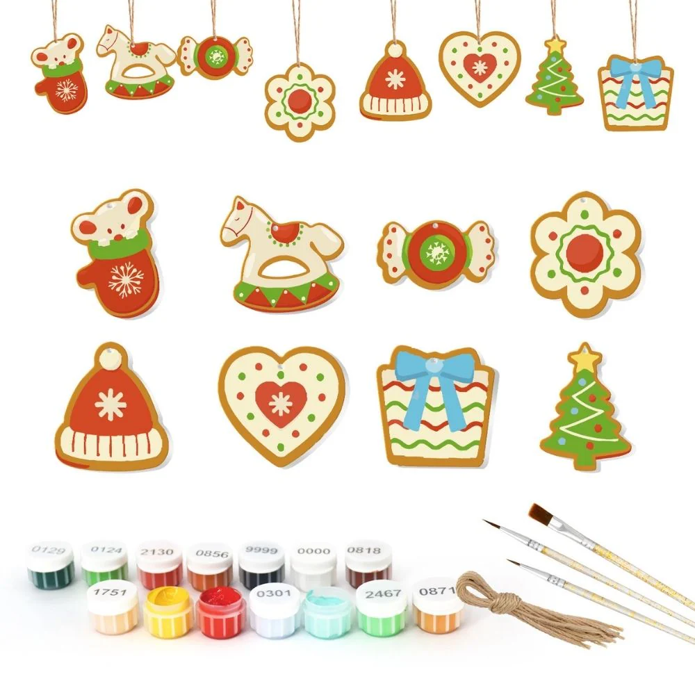 Paint by Numbers Christmas Ornaments - Hat Mittens Tree Horse Kit - Image 4