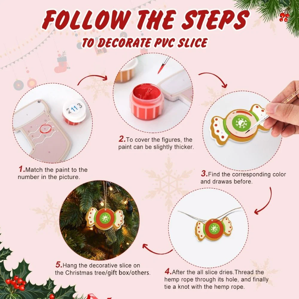 Paint by Numbers Christmas Ornaments - Hat Mittens Tree Horse Kit - Image 9