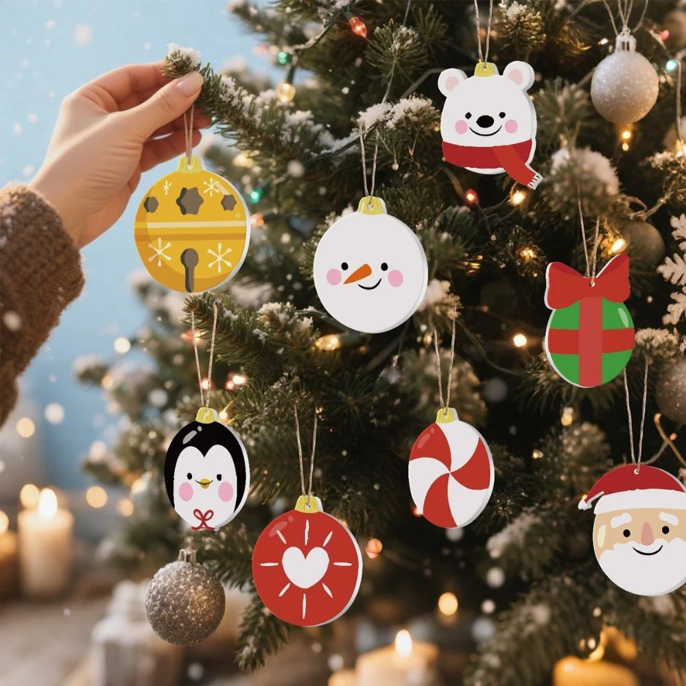 Paint by Numbers Christmas Ornaments - Polar Bear Penguin Santa Kit - Image 3