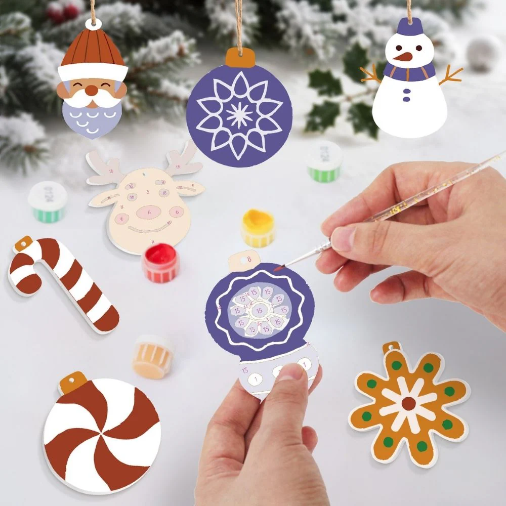 Paint by Numbers Christmas Ornaments - Snowflake Baubles Kit - Image 2