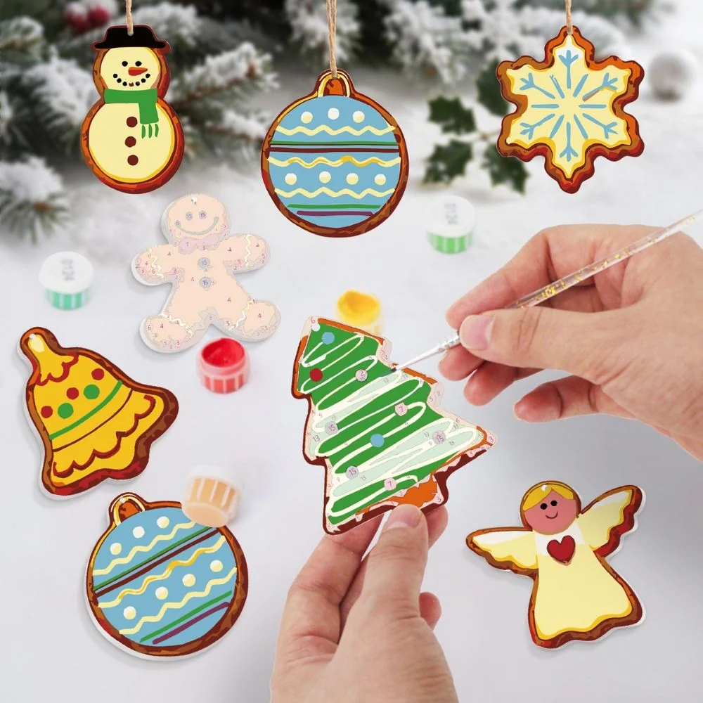Paint by Numbers Christmas Ornaments - Snowman Angel Tree Kit - Image 2
