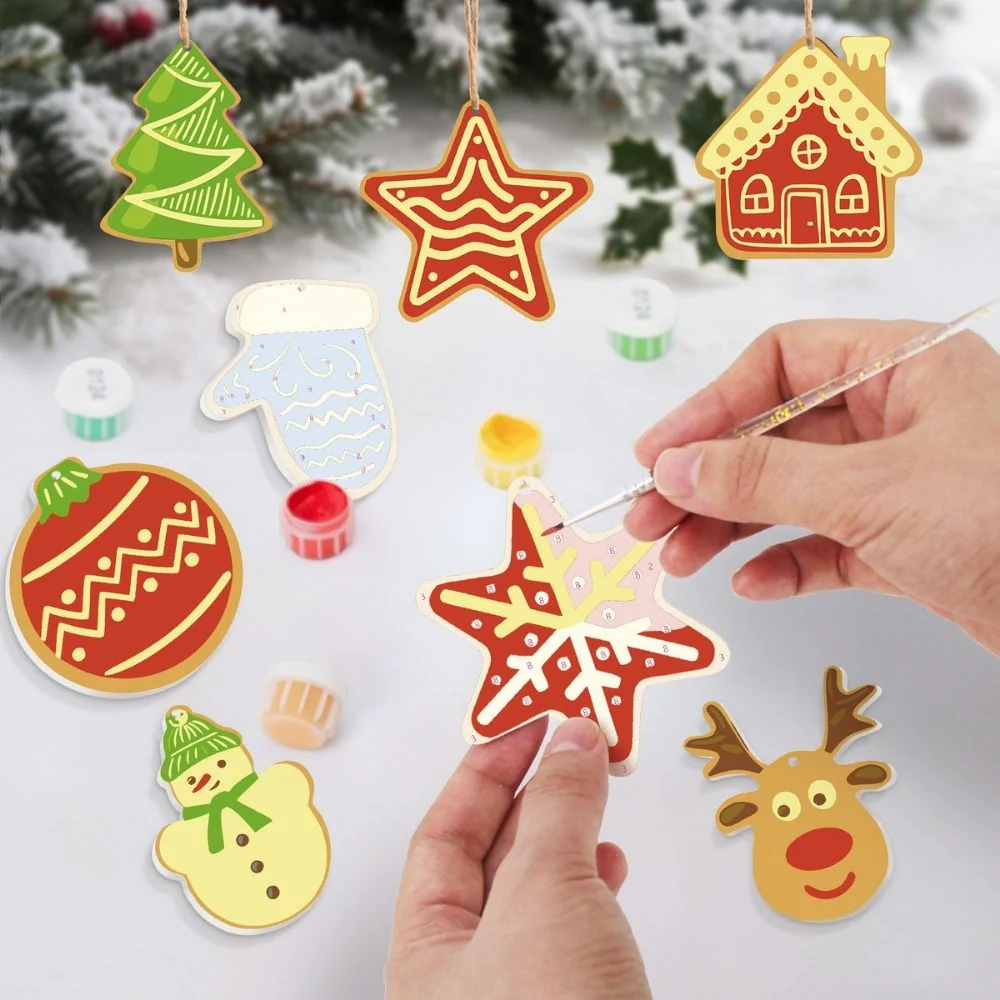 Paint by Numbers Christmas Ornaments - Star House Reindeer Tree Kit - Image 2