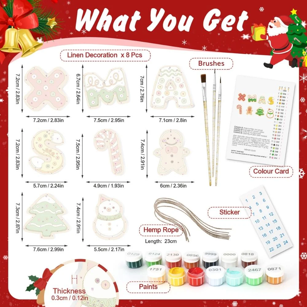Paint by Numbers Christmas Ornaments - XMAS Letters Kit - Image 12