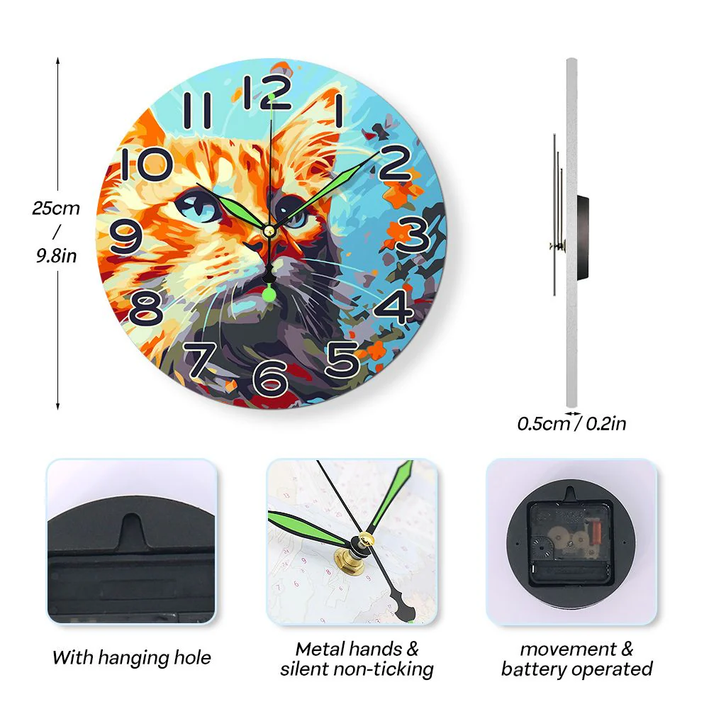 Paint by Numbers Clock - Curious Cat - Image 6