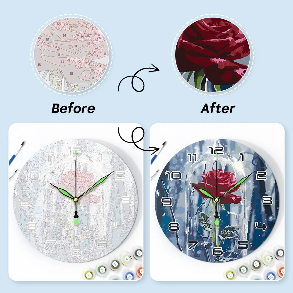 Paint by Numbers Clock - Enchanted Rose - Image 7