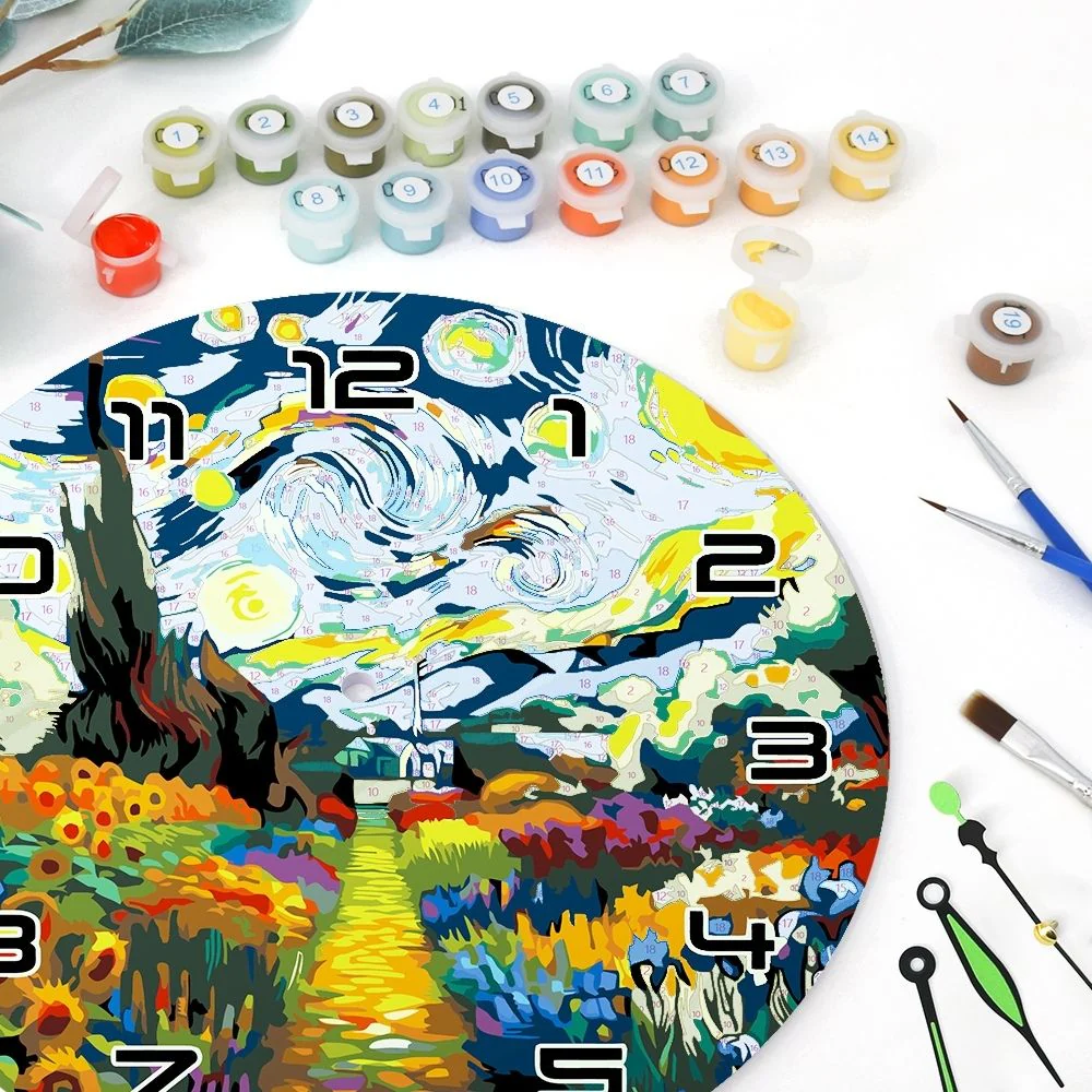 Paint by Numbers Clock - Starry Night & Sunflowers - Image 8