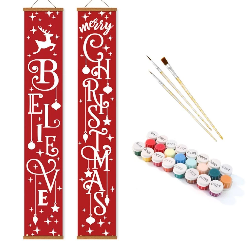 Paint by Numbers Front Door Hanging Banners - Believe in Christmas Magic - Image 2