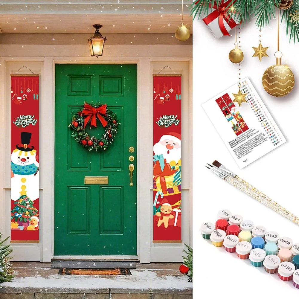 Paint by Numbers Front Door Hanging Banners - Christmas Wishes