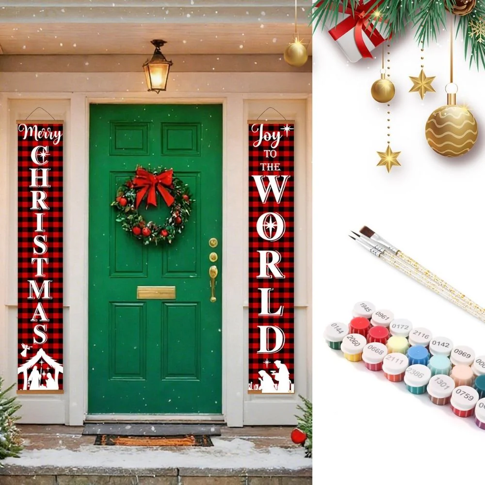 Paint by Numbers Front Door Hanging Banners - Christmas World