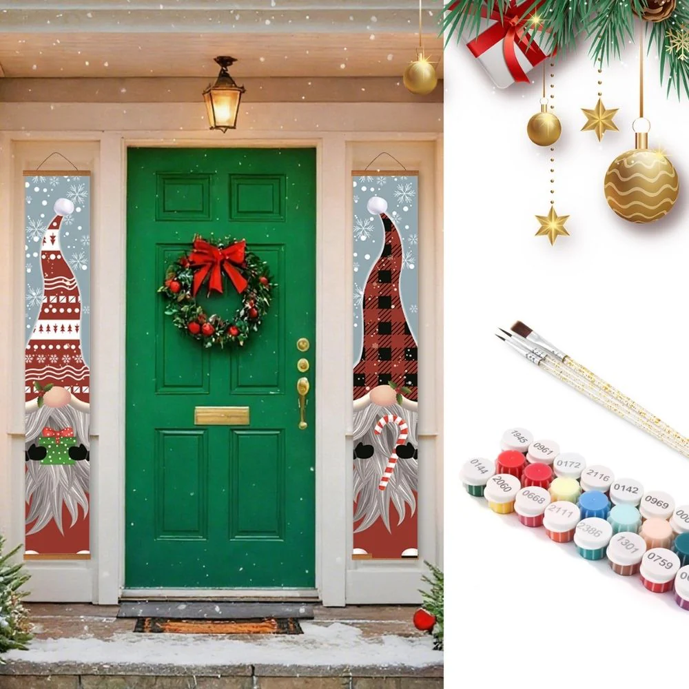 Paint by Numbers Front Door Hanging Banners - Cozy Gnomes