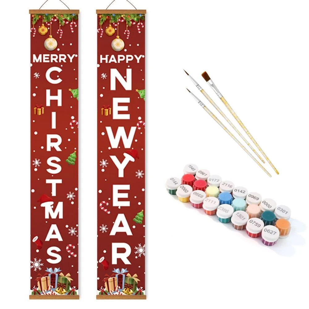 Paint by Numbers Front Door Hanging Banners - Evergreen Joy - Image 2