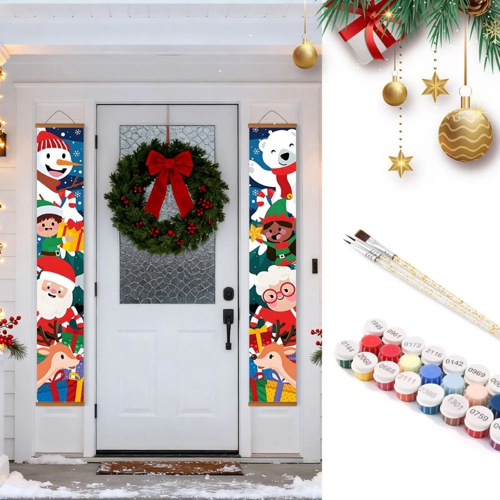 Paint by Numbers Front Door Hanging Banners - Frosty Smile