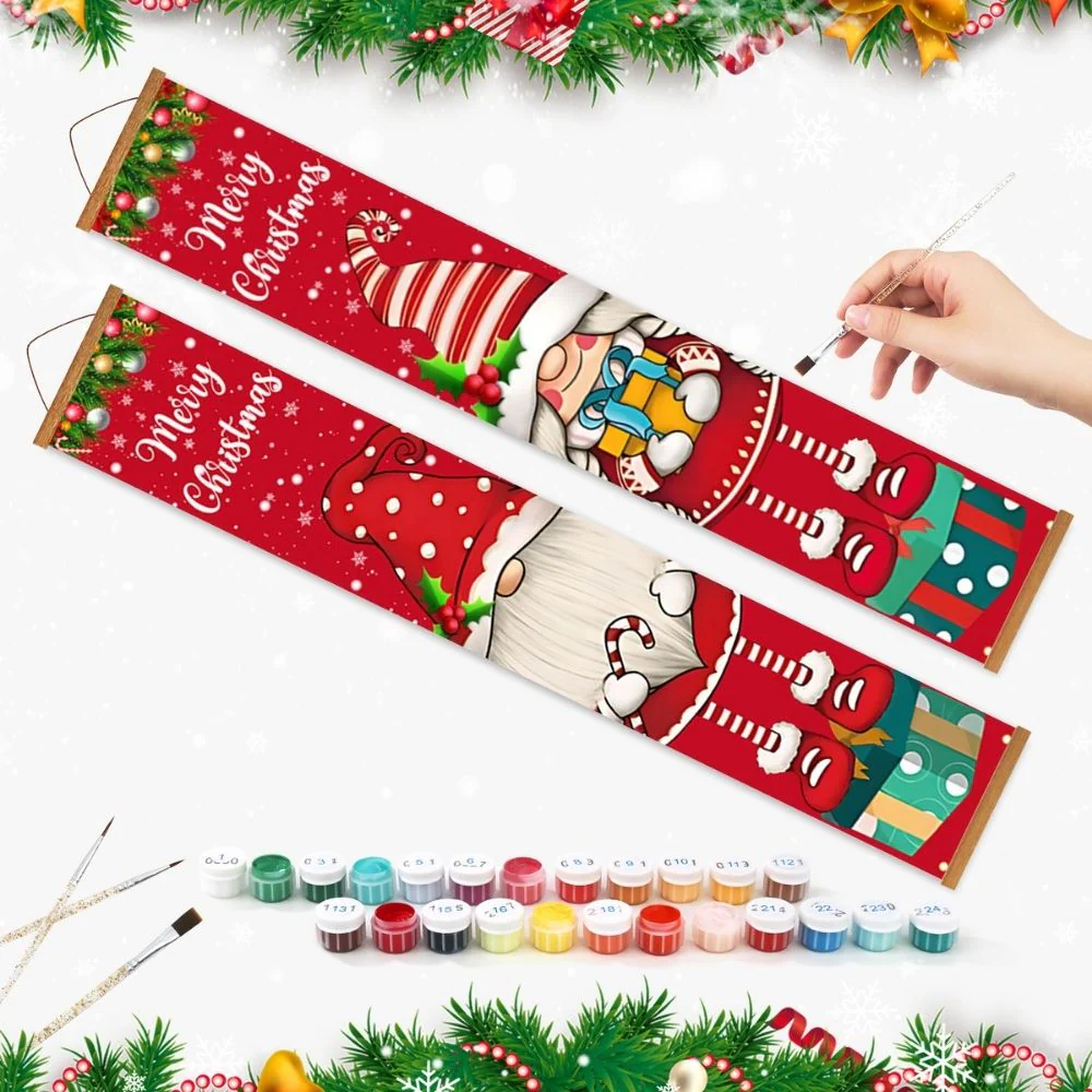 Paint by Numbers Front Door Hanging Banners - Gnomes and Candy Cane - Image 3