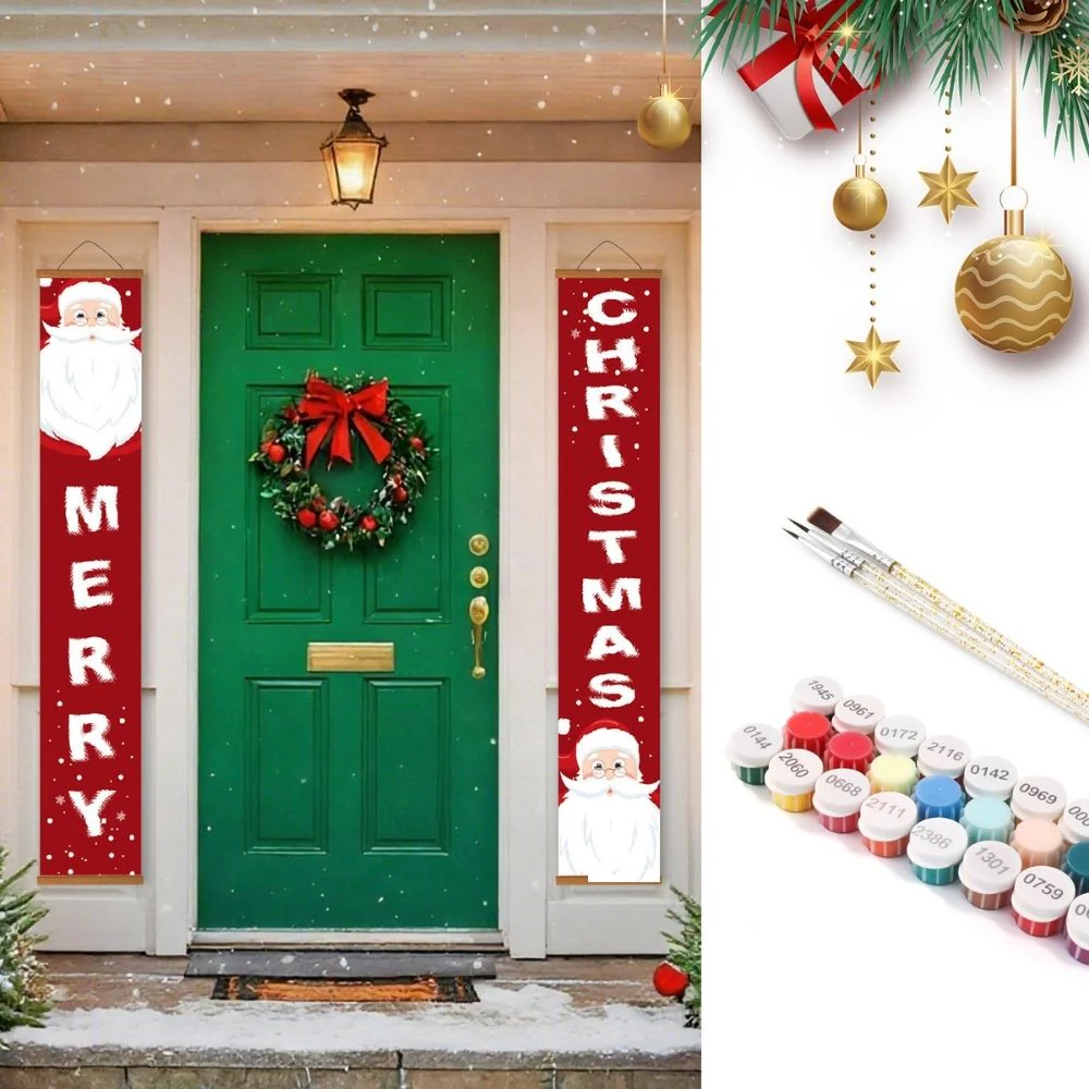 Paint by Numbers Front Door Hanging Banners - Jolly Santa