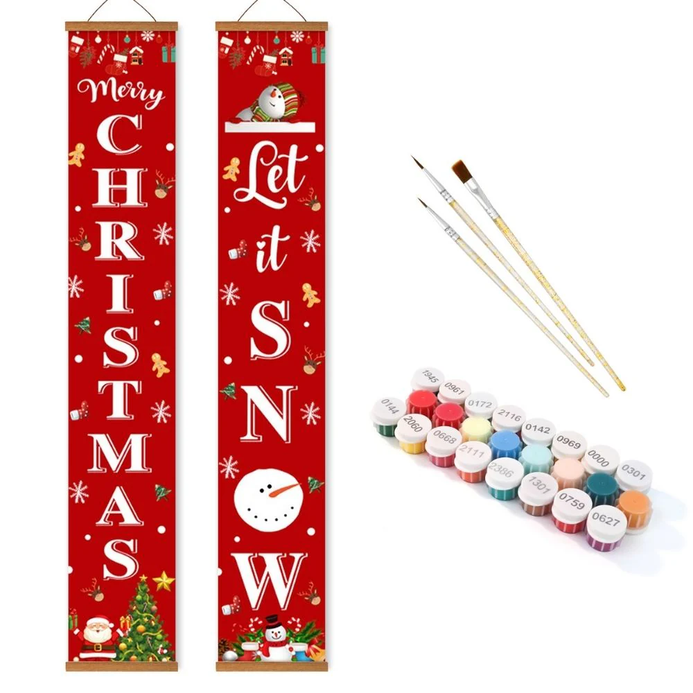 Paint by Numbers Front Door Hanging Banners - Let It Snow - Image 2
