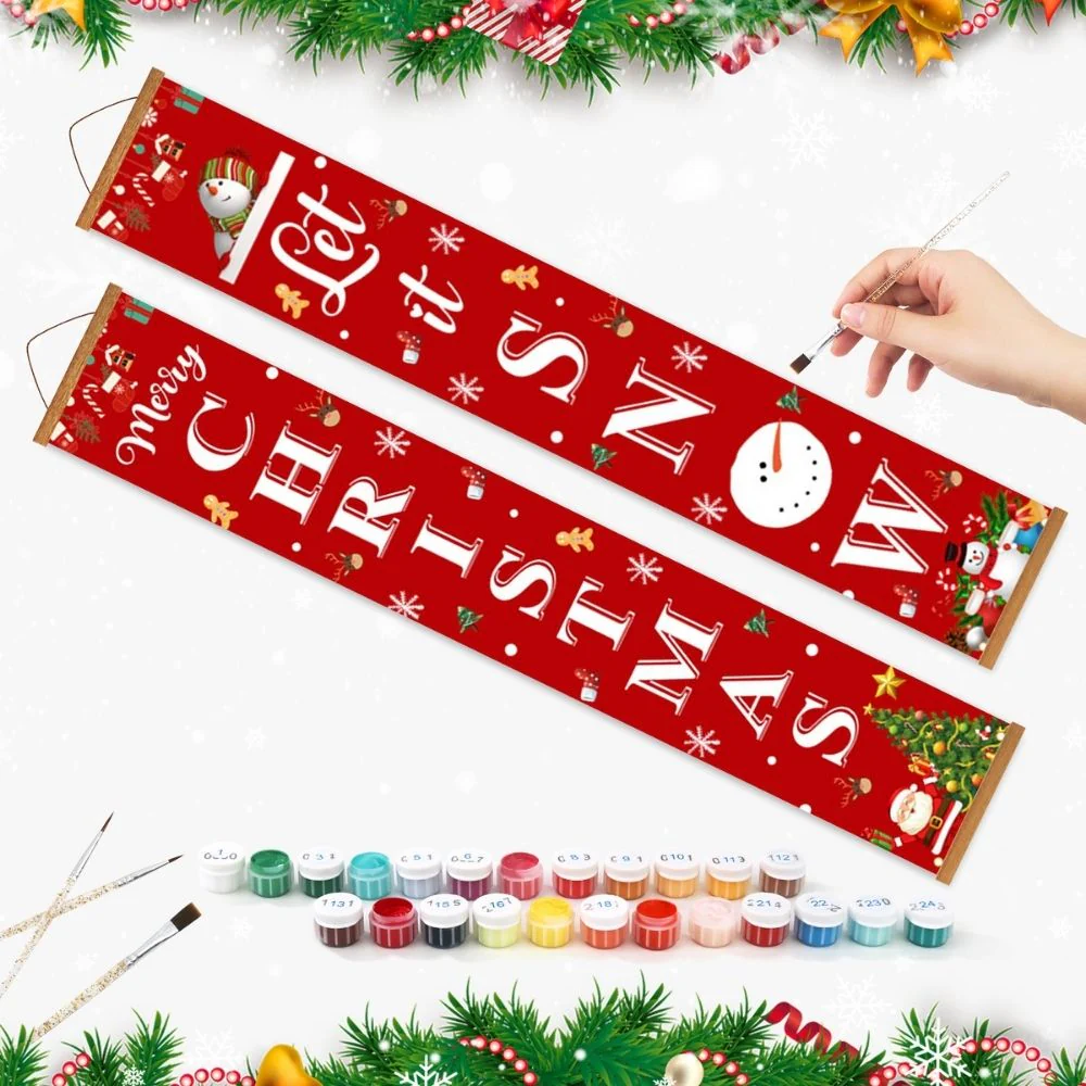 Paint by Numbers Front Door Hanging Banners - Let It Snow - Image 3
