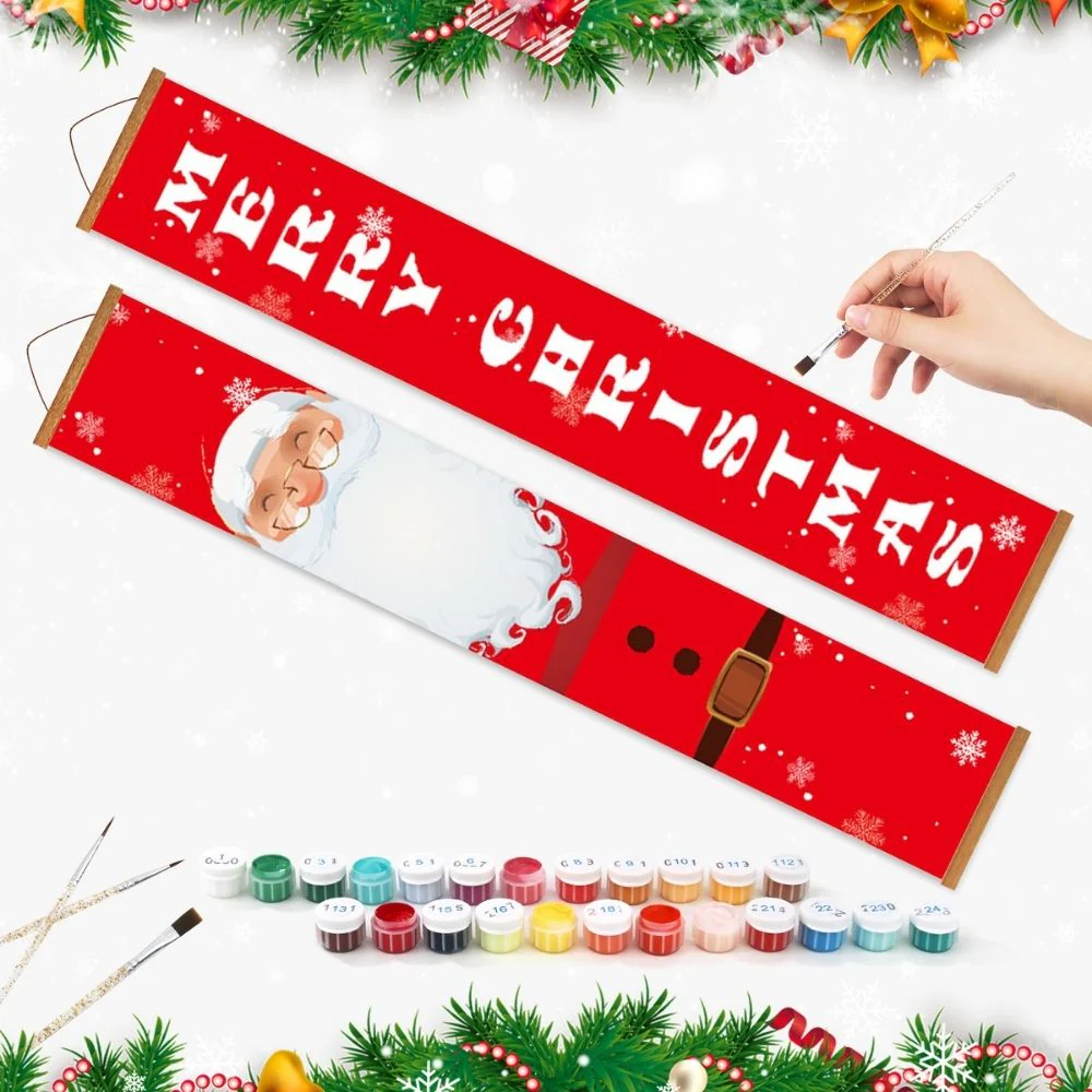 Paint by Numbers Front Door Hanging Banners - Merry Santa - Image 3