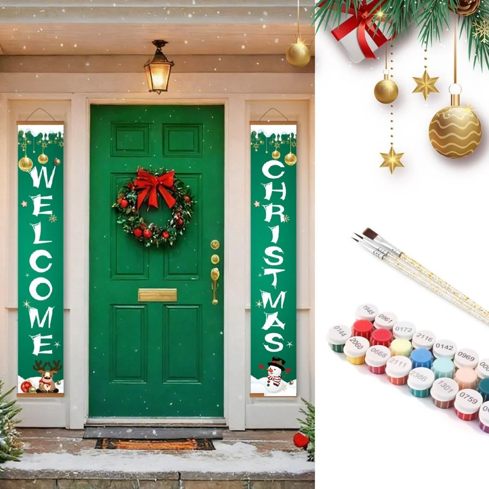 Paint by Numbers Front Door Hanging Banners - Season's Joy
