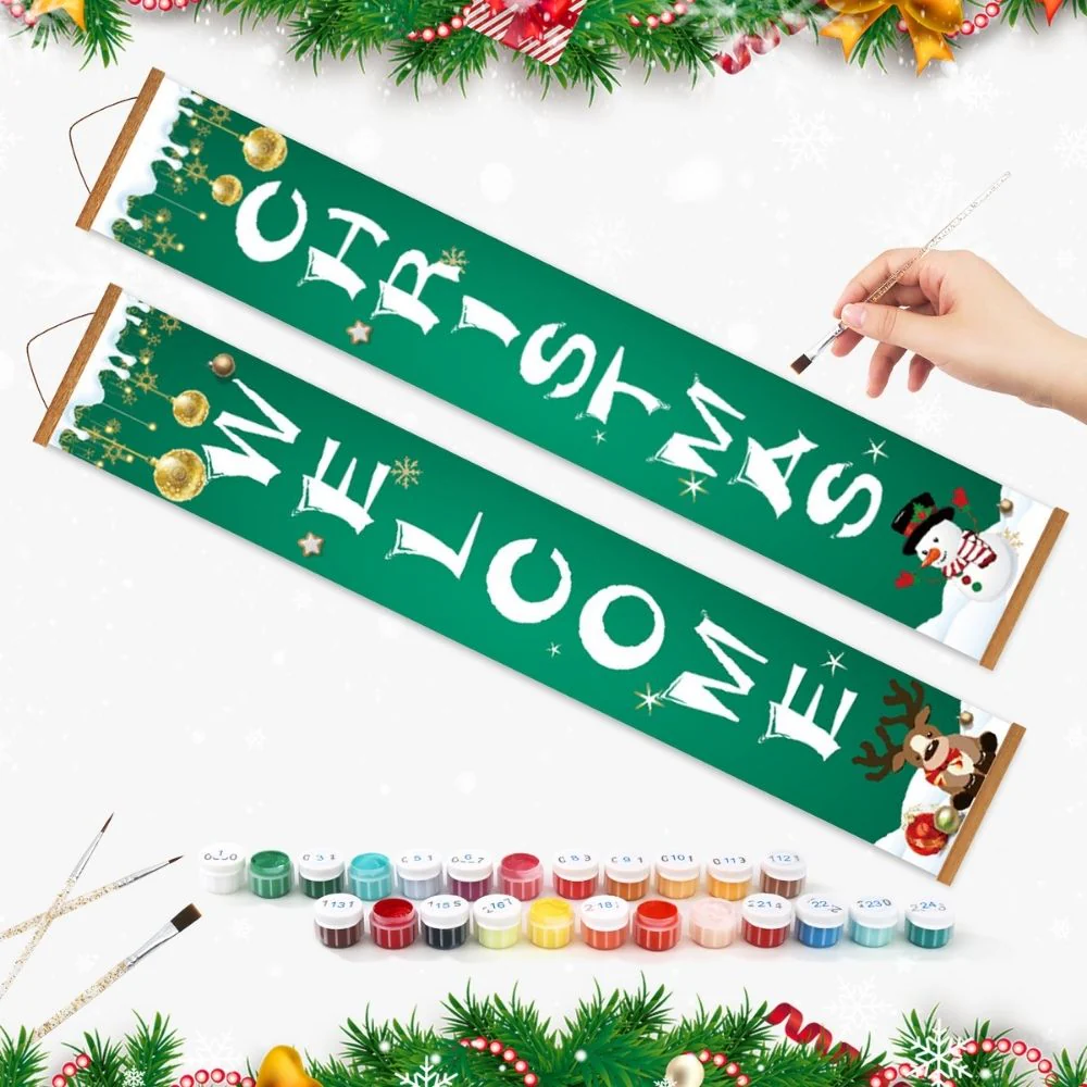Paint by Numbers Front Door Hanging Banners - Season's Joy - Image 3