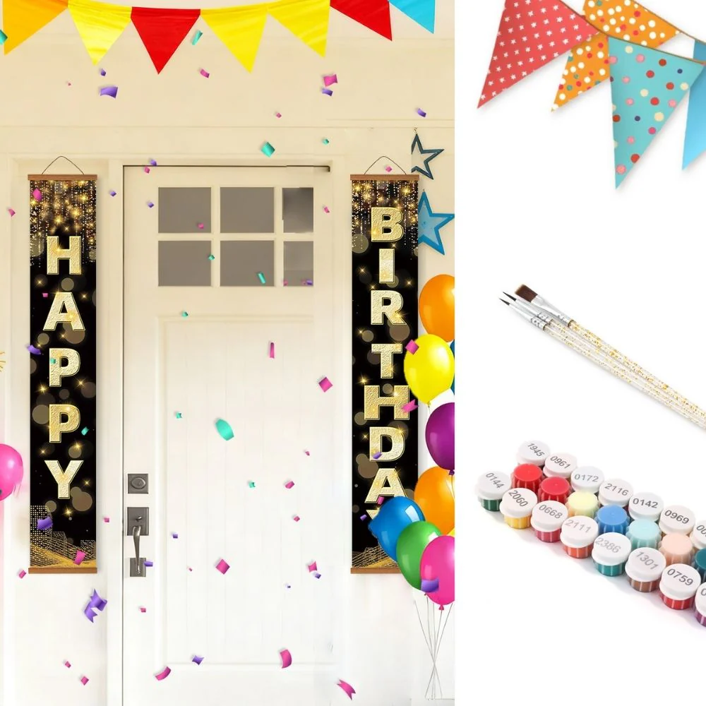 Paint by Numbers Front Door Hanging Banners - Colorful Garland