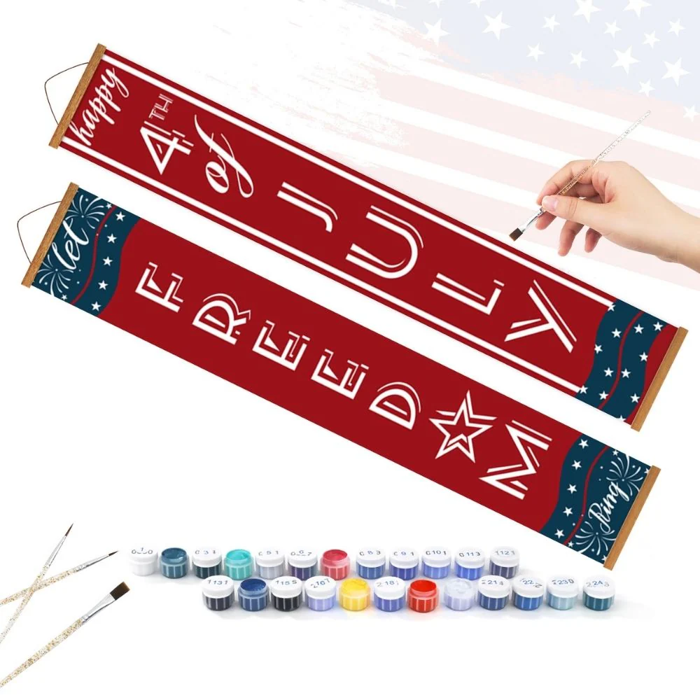 Paint by Numbers Front Door Hanging Banners - Patriotic Garland - Image 3