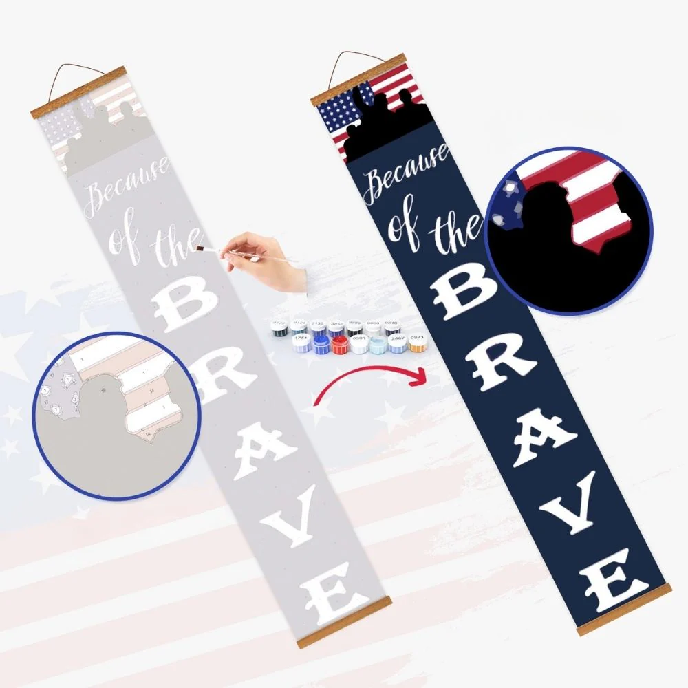 Paint by Numbers Front Door Hanging Banners - Red White Blue - Image 5