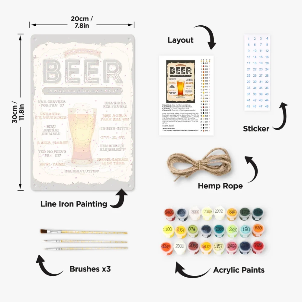 Paint by Numbers Metal Poster - Beer Around the World - Image 12