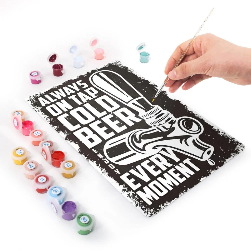 Paint by Numbers Metal Poster - Cold Beer Black&White - Image 3