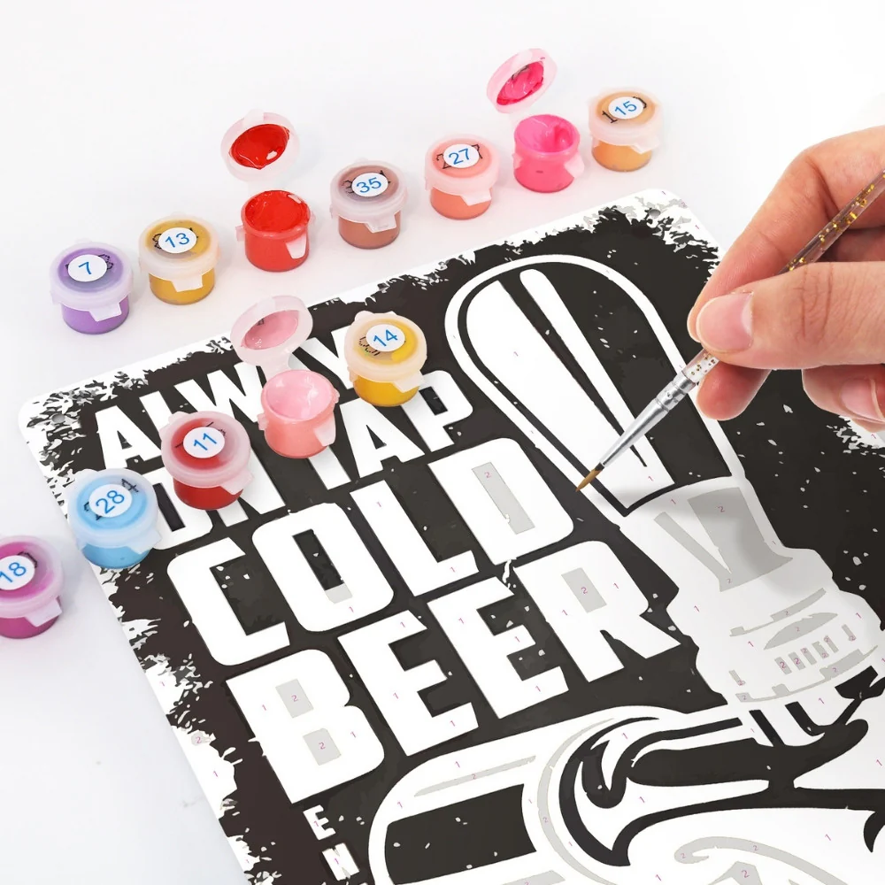 Paint by Numbers Metal Poster - Cold Beer Black&White - Image 4