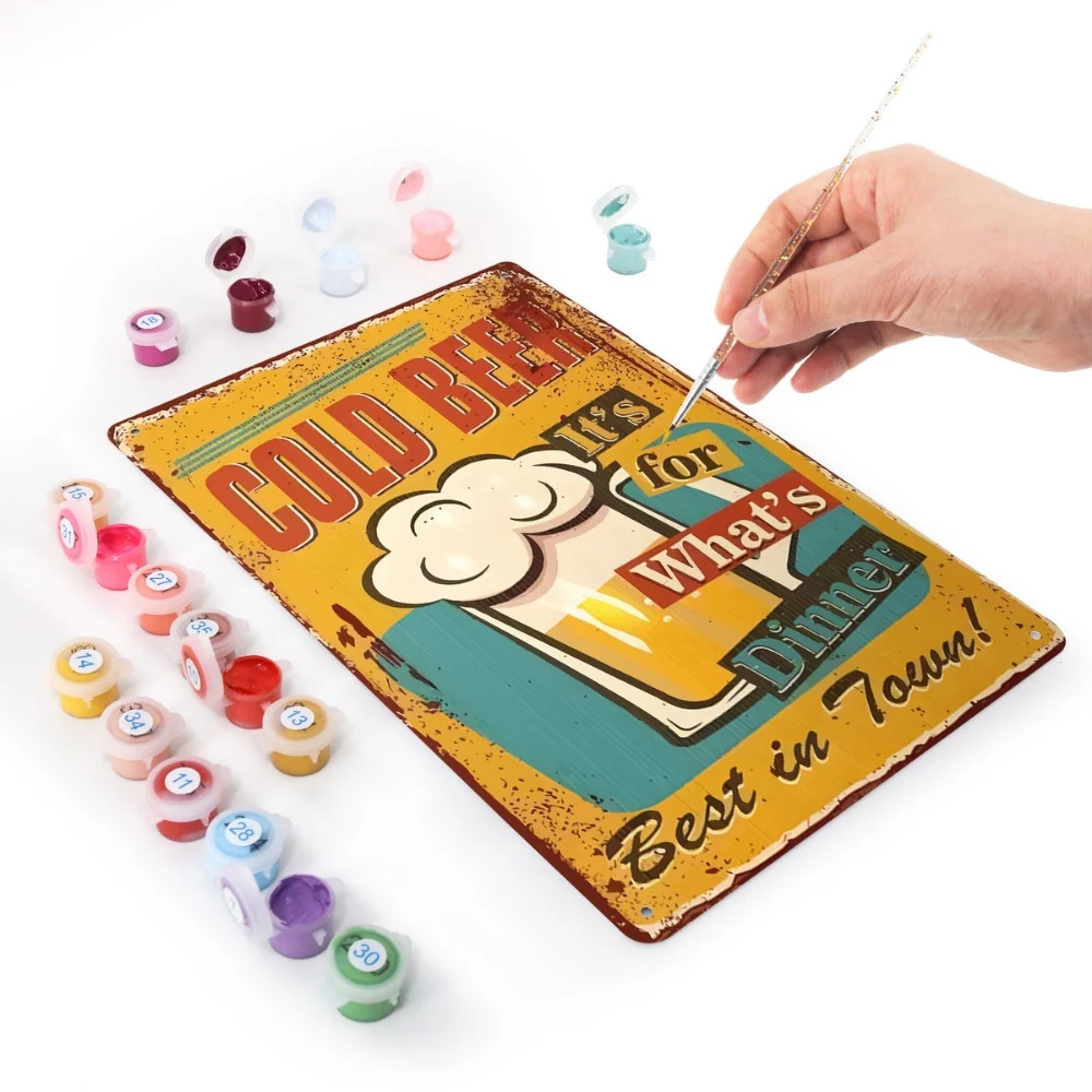 Paint by Numbers Metal Poster - Cold Beer for Dinner - Image 3