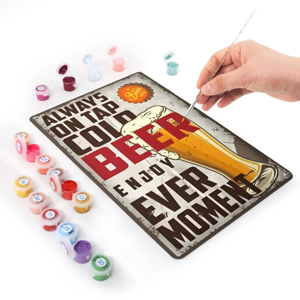 Paint by Numbers Metal Poster - Cold Beer Glass Vintage - Image 3