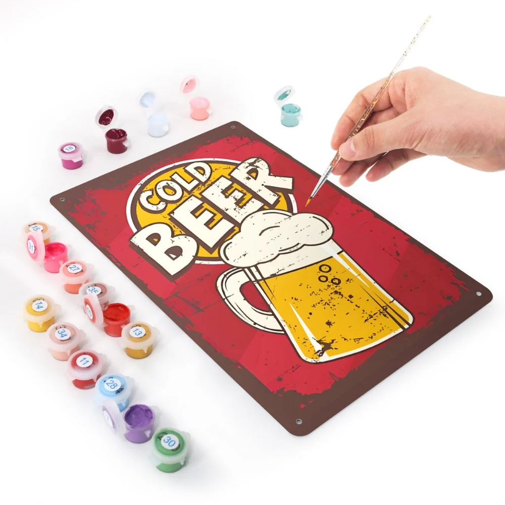 Paint by Numbers Metal Poster - Cold Beer Mug - Image 3