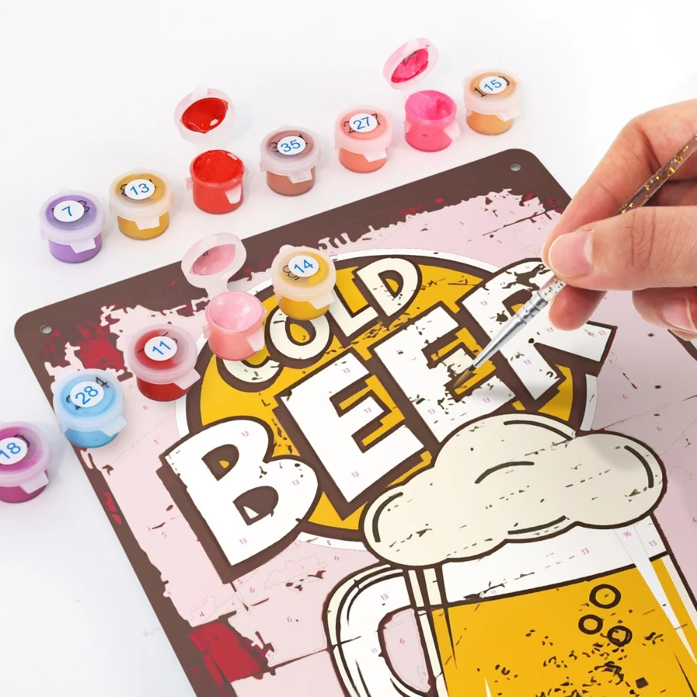 Paint by Numbers Metal Poster - Cold Beer Mug - Image 4